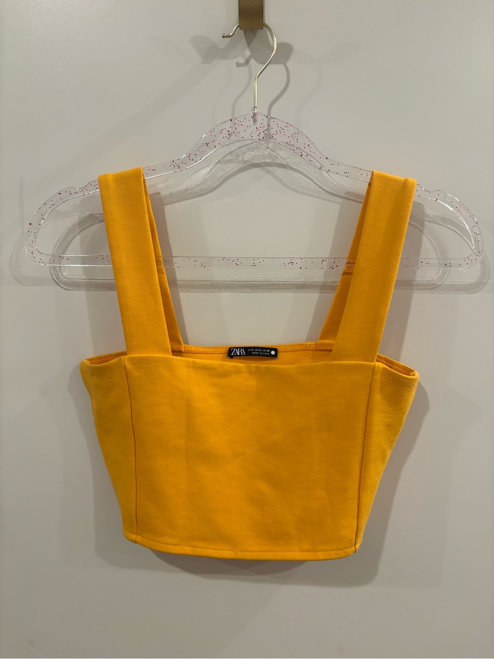 Zara Mustard Yellow Square-Neck Cropped Tank